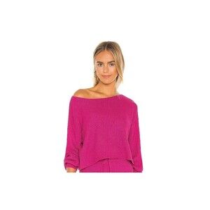 LOVERS + FRIENDS Sweater Womens Medium Pink Pullover Off the Shoulder Boxy KAIT
